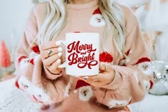 Whimsical Merry and Bright T-shirt Graphics - Retro Christmas PNG/SVG  
