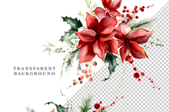 MERRYBERRY Red CHRISTMAS FLORAL CLIPART WATERCOLOR BERRIES flowers red greenery leaves holly bouquets png