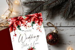 MERRYBERRY Red CHRISTMAS FLORAL CLIPART WATERCOLOR BERRIES flowers red greenery leaves holly bouquets png