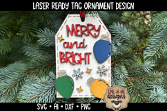 Merry Bright Christmas Lights SVG | Laser Ornament Tag File Product Image 1