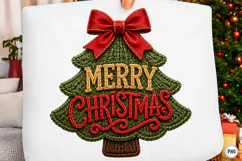 Merry Christmas Tree Faux Yarn PNG Preppy Christmas PNG Product Image 1