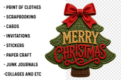 Merry Christmas Tree Faux Yarn PNG Preppy Christmas PNG Product Image 3