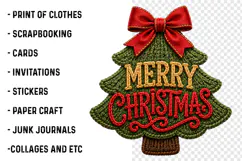 Merry Christmas Tree Faux Yarn PNG Preppy Christmas PNG Product Image 3