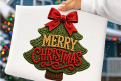 Merry Christmas Tree Faux Yarn PNG Preppy Christmas PNG Product Image 4