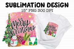 Sublimation Shirt Design - Merry Christmas Pink Gnome Tree Product Image 1