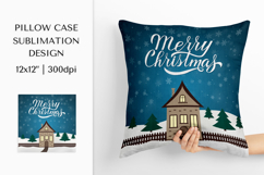 Christmas Pillow Case Sublimation Design. Winter Pillow 01 Product Image 1