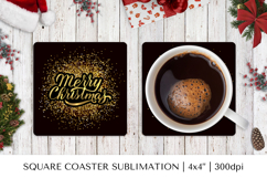 Merry Christmas square coaster sublimation design 02 Product Image 1