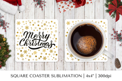 Merry Christmas square coaster sublimation design 03 Product Image 1