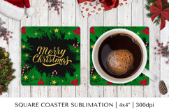 Merry Christmas square coaster sublimation design 04 Product Image 1