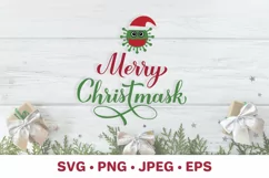 Merry Christmask. Covid Pandemic Christmas SVG. Cute virus Product Image 1