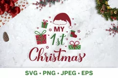 My 1st Christmas SVG. Baby first Christmas. For kids Product Image 1