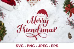 Merry Friendsmas. Funny Christmas quote. Christmas pun SVG Product Image 1