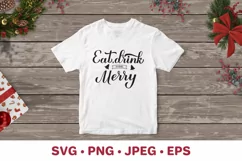Eat Drink and be Merry. Christmas quote. SVG decorations. Product Image 2