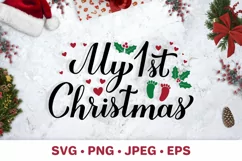 My 1st Christmas SVG. Baby first Christmas. Funny Xmas quote Product Image 1
