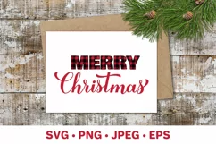 Merry Christmas SVG cut file. Buffalo plaid. Farmhouse sign Product Image 3