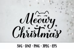 Meowy Christmas SVG. Funny Cat Christmas quote shirt design Product Image 1