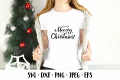 Meowy Christmas SVG. Funny Cat Christmas quote shirt design Product Image 2