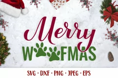 Merry Woofmas SVG. Dog Christmas. Funny Christmas quote Product Image 1