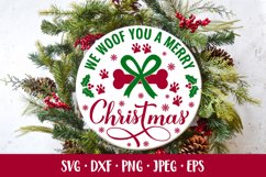 We woof you a Merry Christmas round sign SVG. Dog quote Product Image 1
