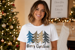 Merry Christmas Trees PNG, Blue Gold Leopard Sublimation png Product Image 3
