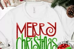Sequins Christmas Faux Embroidery Merry Christmas Png Product Image 2