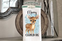 Merry Christmas Deer | Kitchen Towel Sublimation Design Product Image 1