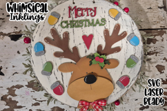 Merry Christmas Lights Reindeer Sign Laser SVG Product Image 1