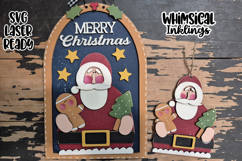 Merry Christmas Prim Santa Sign and Ornament Laser SVG Product Image 1