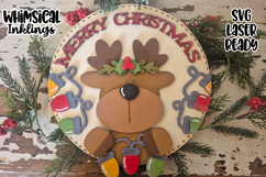 Merry Christmas Reindeer Sign Laser SVG Product Image 1