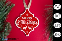 Merry Christmas Tile Ornament SVG | Christmas SVG Product Image 1