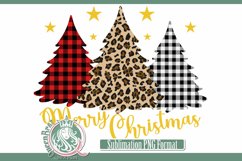 Farmhouse Leopard Plaid Christmas Trees Sublimation Product Image 3