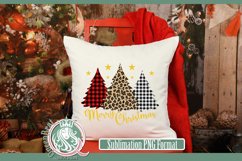 Farmhouse Leopard Plaid Christmas Trees Sublimation Product Image 1