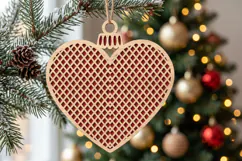 Mesh Heart Christmas Ornament SVG Cut File Product Image 1
