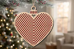 Mesh Heart Christmas Ornament SVG Cut File Product Image 2