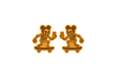 Messy Bun Skeleton Skateboarding Earrings, Studs Laser Cut Product Image 2