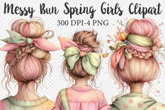 Messy Bun Spring Girls Clipart Product Image 1