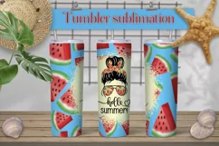 Messy bun tumbler design | Watermelon tumbler wrap Product Image 1