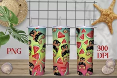 Messy bun tumbler design | Watermelon tumbler wrap Product Image 1