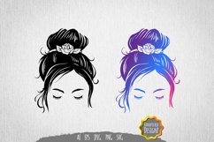 Messy Bun with Floral Bandana SVG Product Image 1