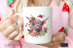 Preppy Christmas Highland Cow PNG Product Image 5