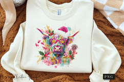 Preppy Christmas Highland Cow PNG Product Image 6