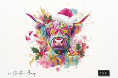 Preppy Christmas Highland Cow PNG Product Image 7