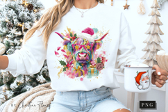 Preppy Christmas Highland Cow PNG Product Image 2