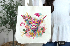 Preppy Christmas Highland Cow PNG Product Image 3