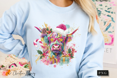 Preppy Christmas Highland Cow PNG Product Image 4
