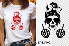 Messy bun skeleton SVG bundle | Skull mom life SVG Product Image 5