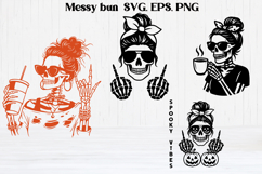 Messy bun skeleton SVG design | Skull mom life SVG Product Image 1