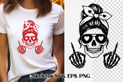 Messy bun skeleton SVG bundle | Skull mom life SVG Product Image 4