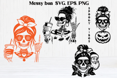 Messy bun skeleton SVG design | Skull mom life SVG Product Image 1
