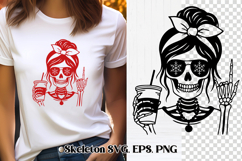 Messy bun skeleton SVG design | Skull mom life SVG Product Image 1